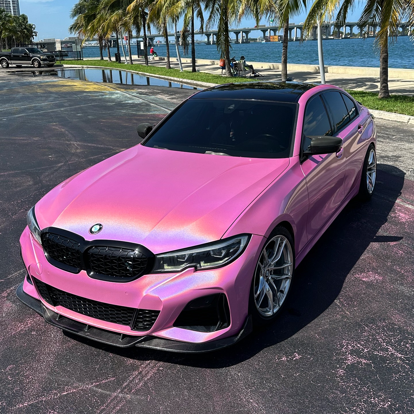 Gloss Metallic Rainbow Laser Pink Car Vinyl Wrap