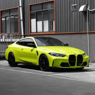 Gloss Chartreuse Yellow Car Vinyl Wrap Chevrolet Camaro 02