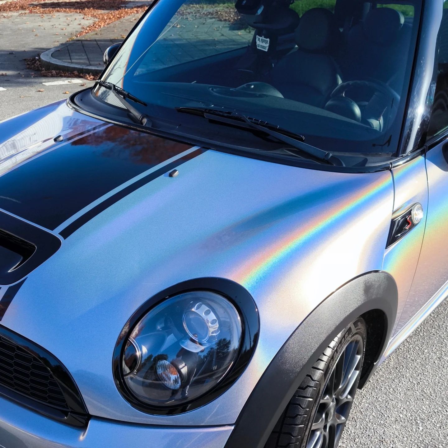 Gloss Metallic Rainbow Holographic Silver Car Vinyl Wrap PET