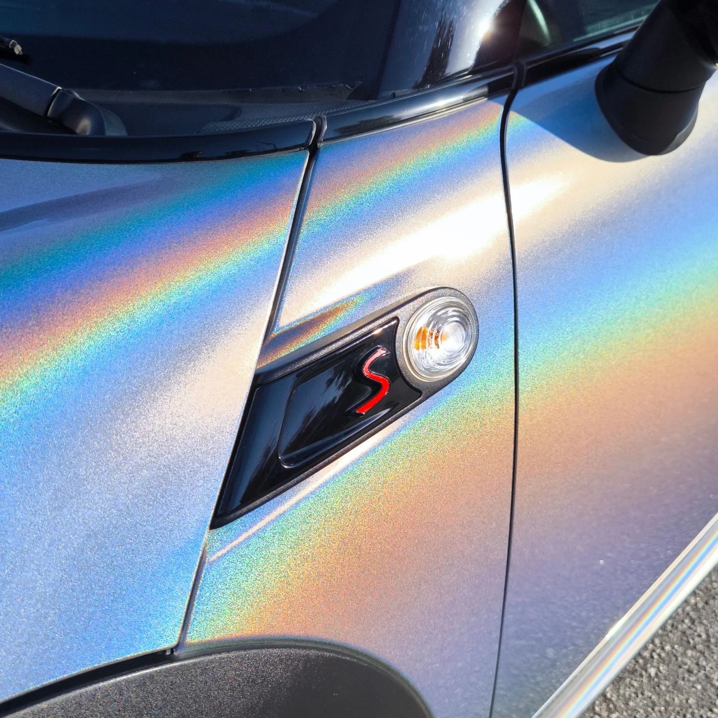 Gloss Metallic Rainbow Holographic Silver Car Vinyl Wrap PET
