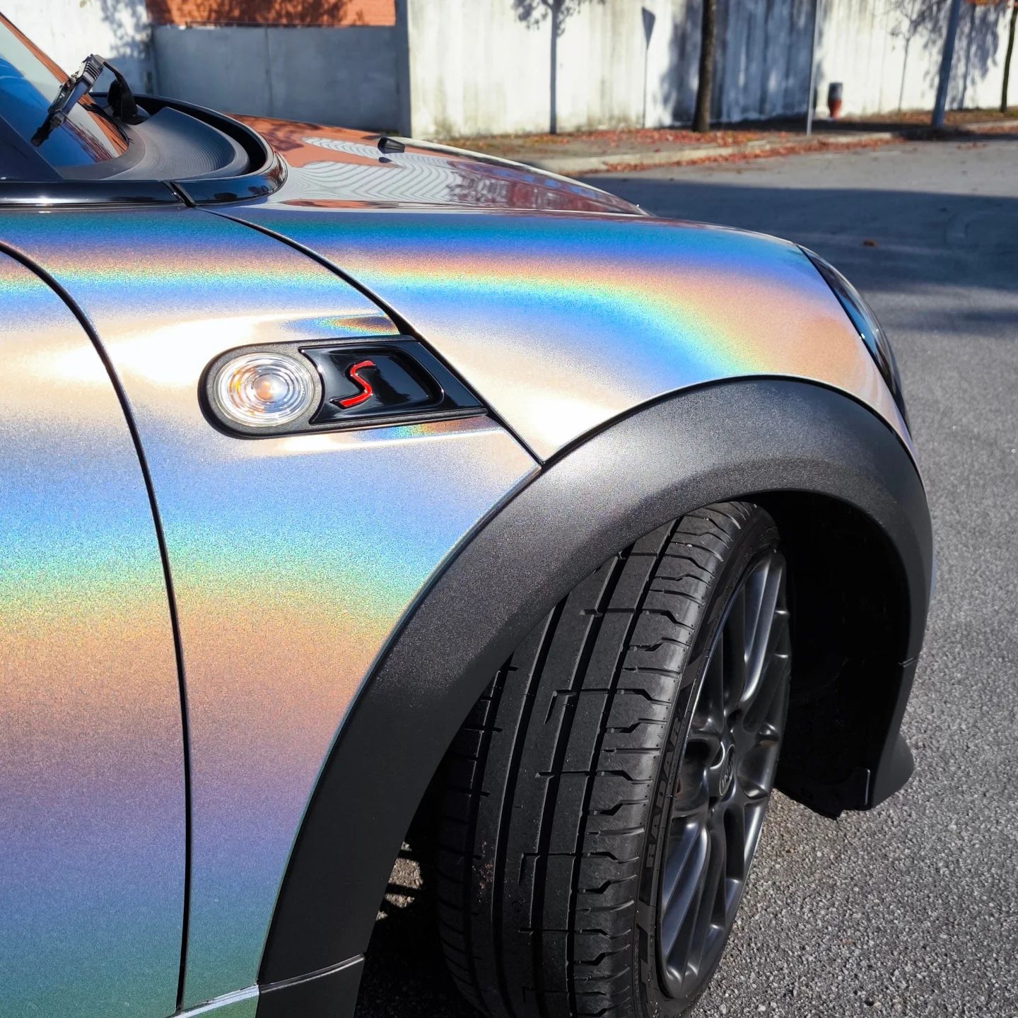 Gloss Metallic Rainbow Holographic Silver Car Vinyl Wrap PET