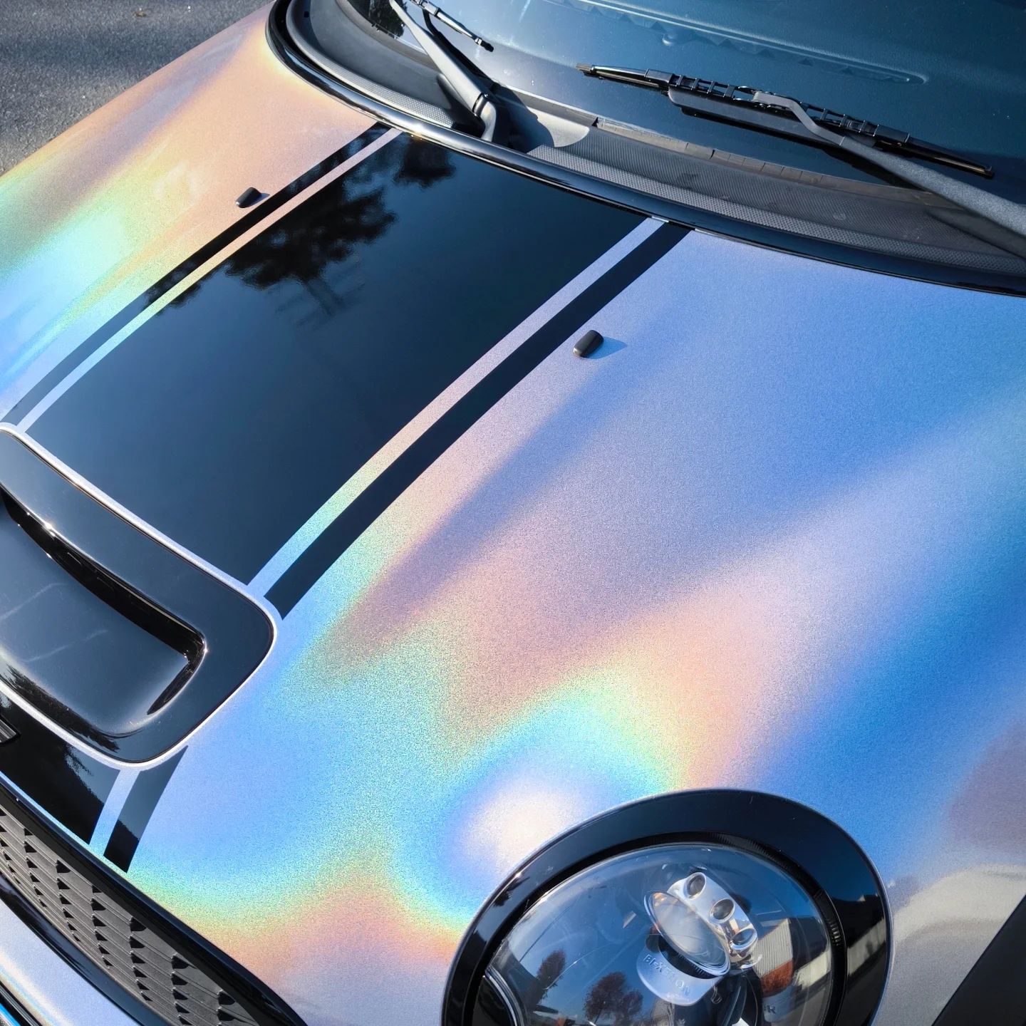 Gloss Metallic Rainbow Holographic Silver Car Vinyl Wrap PET
