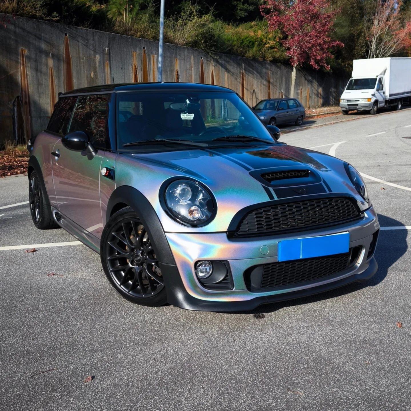 Gloss Metallic Rainbow Holographic Silver Car Vinyl Wrap PET