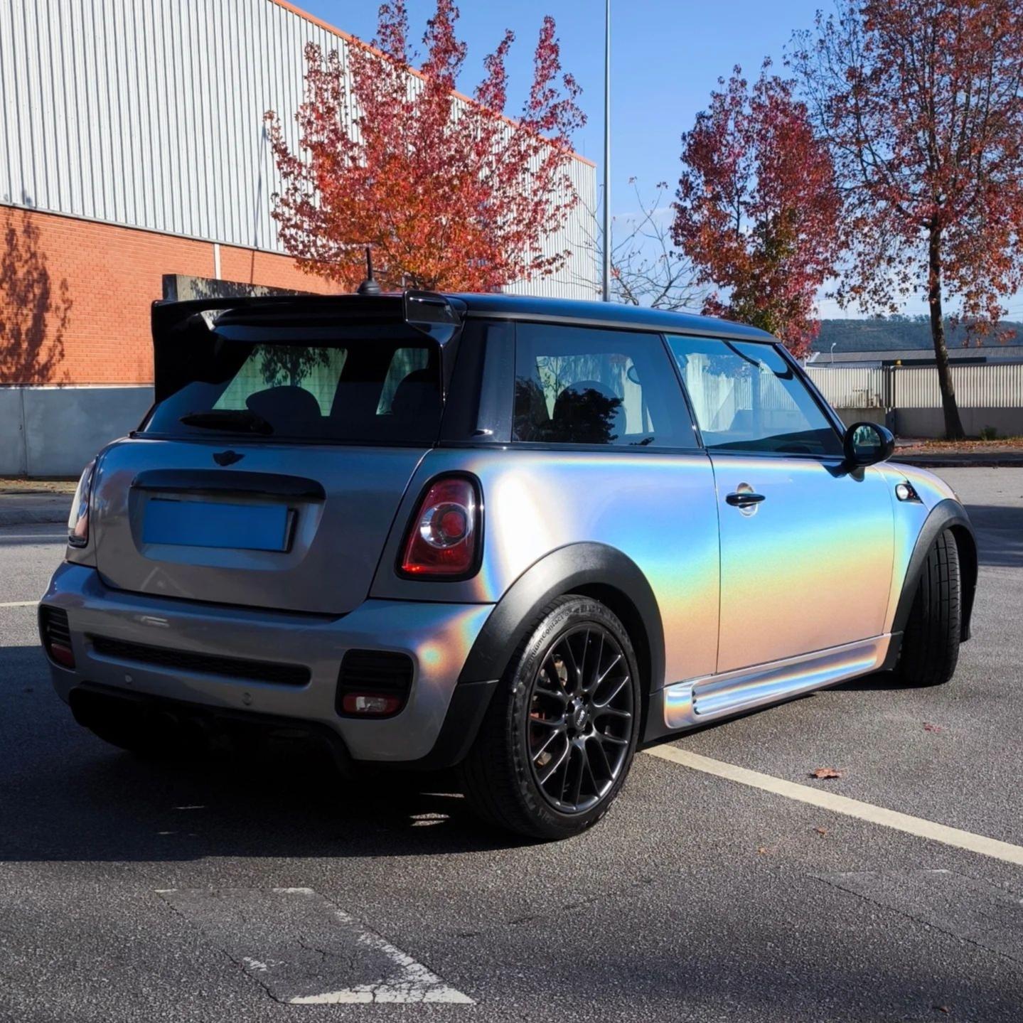 Gloss Metallic Rainbow Holographic Silver Car Vinyl Wrap PET