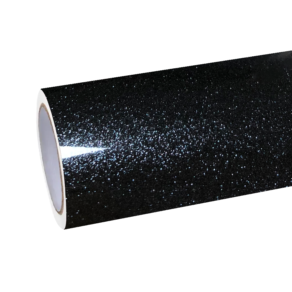 Gloss Metallic Sparkle Glitter Black Car Vinyl Wrap