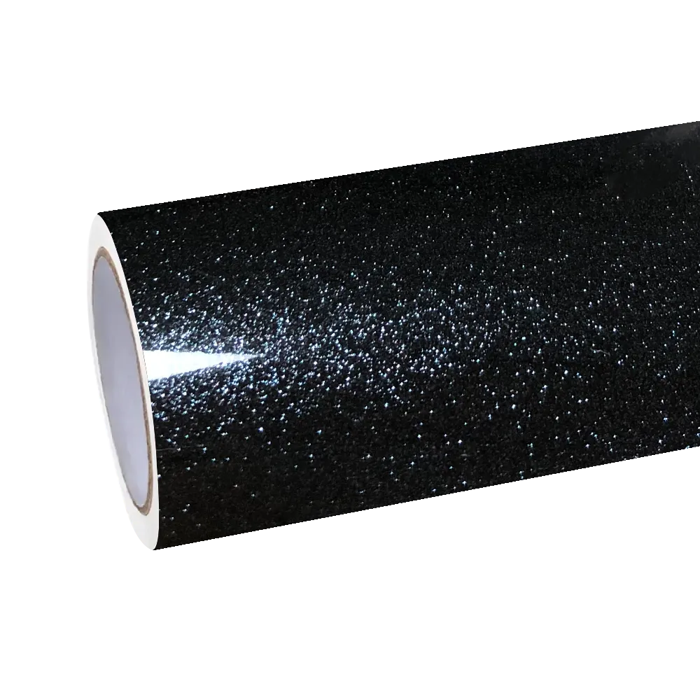 Gloss Metallic Sparkle Glitter Black Car Vinyl Wrap