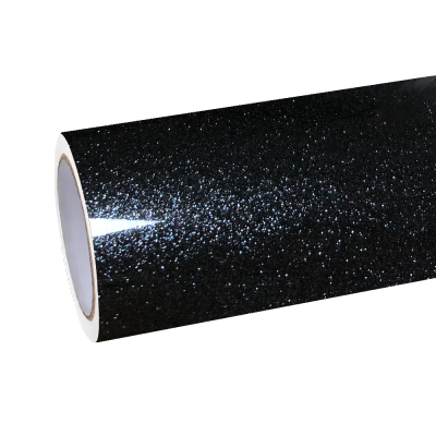 Gloss Metallic Sparkle Glitter Black Car Vinyl Wrap 01