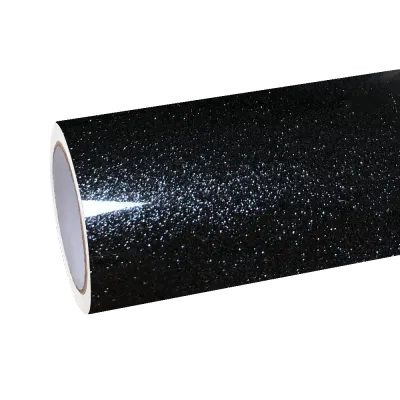 Gloss Metallic Sparkle Glitter Black Car Vinyl Wrap 01
