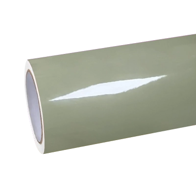 Super Glossy Khaki Green Car Vinyl Wrap PET 01