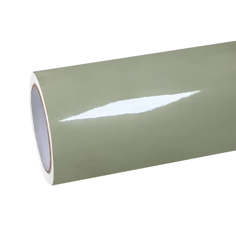 Super Glossy Khaki Green Car Vinyl Wrap PET