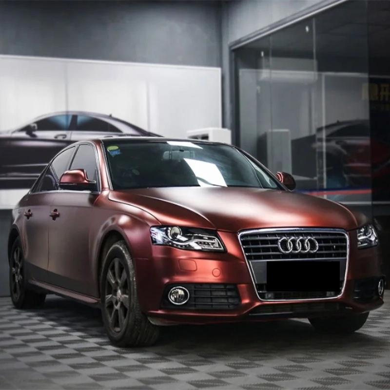 Matte Metallic Wine Red Car Vinyl Wrap