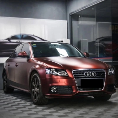 Matte Metallic Wine Red Car Vinyl Wrap 02