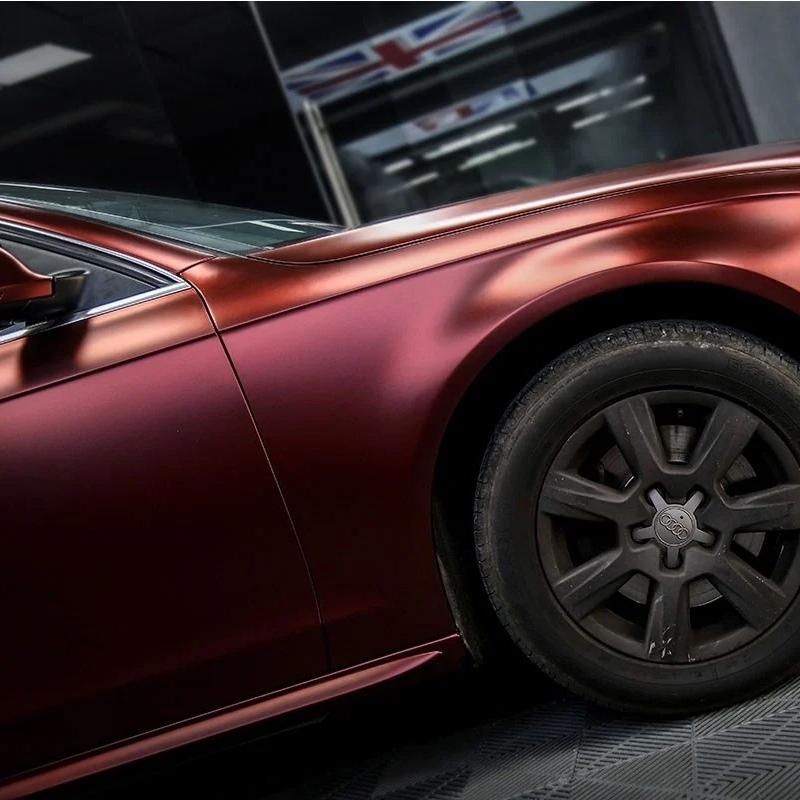 Matte Metallic Wine Red Car Vinyl Wrap
