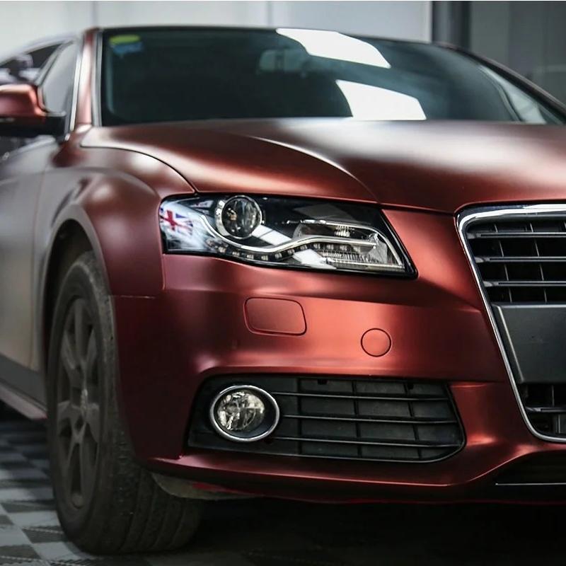 Matte Metallic Wine Red Car Vinyl Wrap