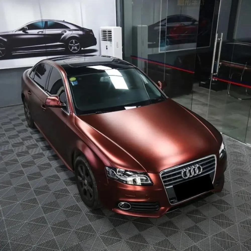 Matte Metallic Wine Red Car Vinyl Wrap