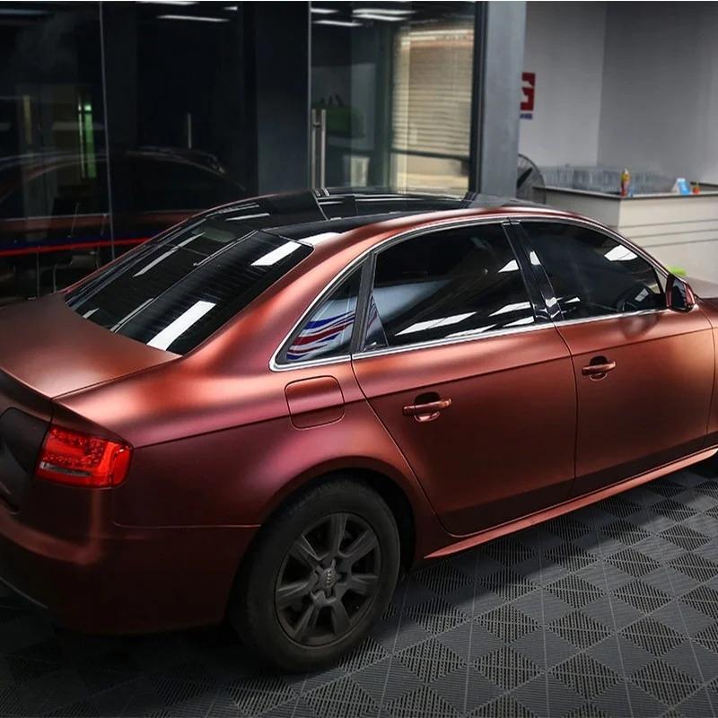 Matte Metallic Wine Red Car Vinyl Wrap
