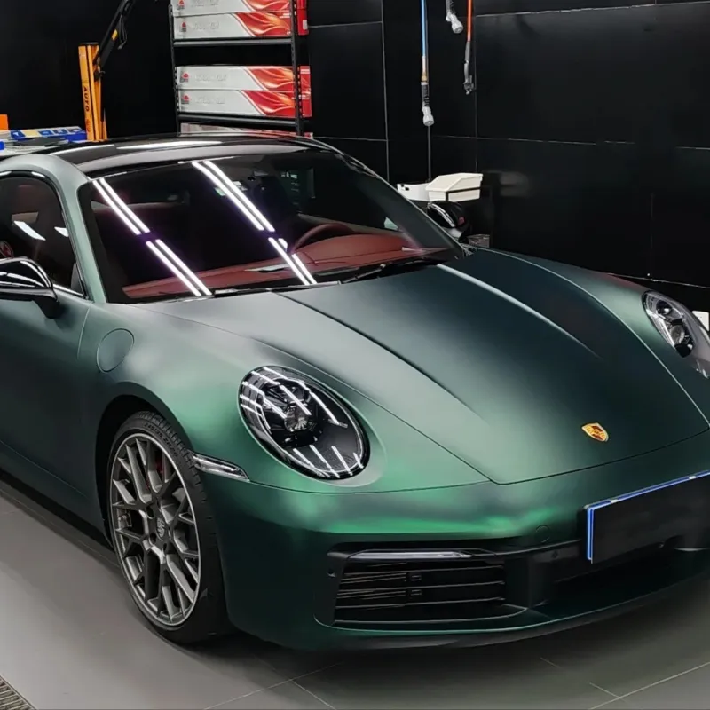 Matte Metallic Chrome Venom Green Car Vinyl Wrap PET