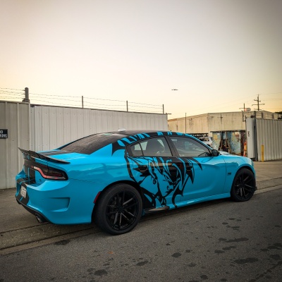 Gloss Miami Blue Custom Design Car Vinyl Wrap Porsche 02