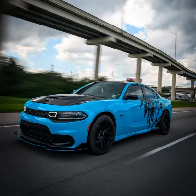Gloss Miami Blue Custom Design Car Vinyl Wrap Porsche 01