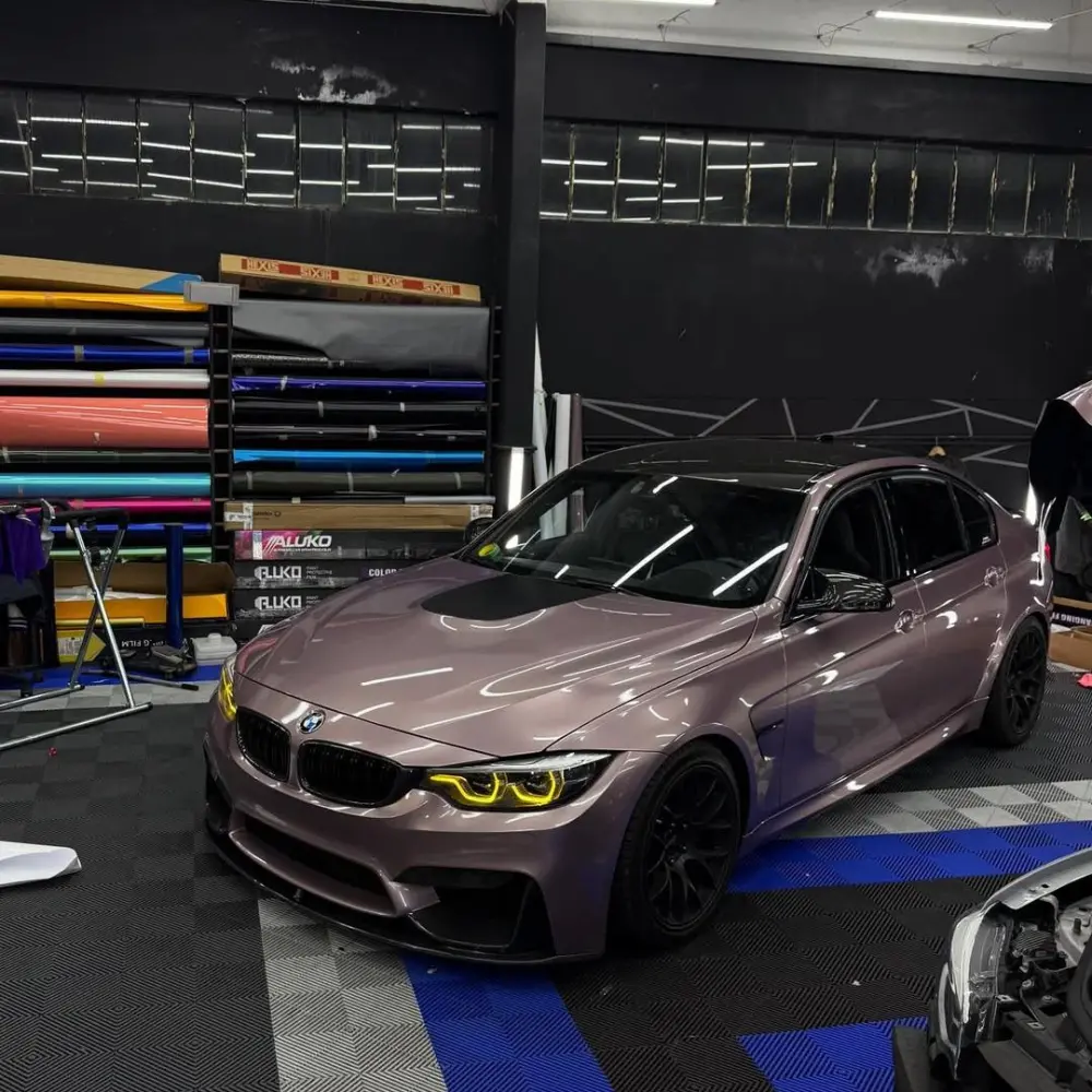 Gloss Metallic Frozen Berry Pink Car Vinyl Wrap PET
