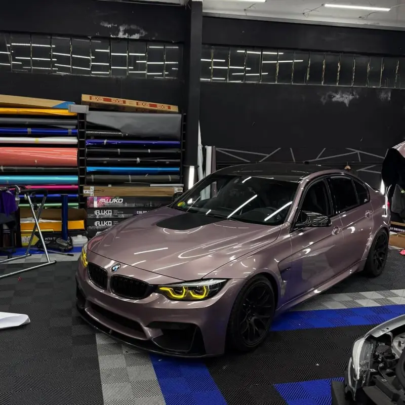 Gloss Metallic Frozen Berry Pink Car Vinyl Wrap PET