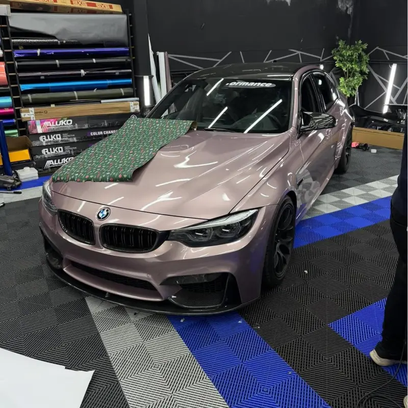 Gloss Metallic Frozen Berry Pink Car Vinyl Wrap PET