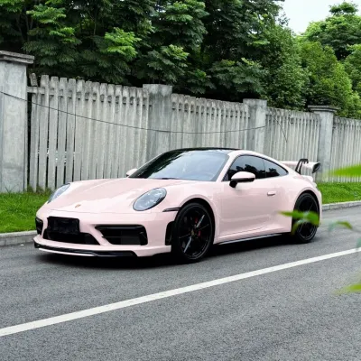 Gloss Metallic Macaron Peach Pink Car Vinyl Wrap PET 02