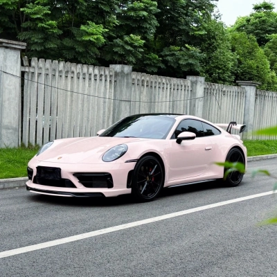 Gloss Metallic Macaron Peach Pink Car Vinyl Wrap 02