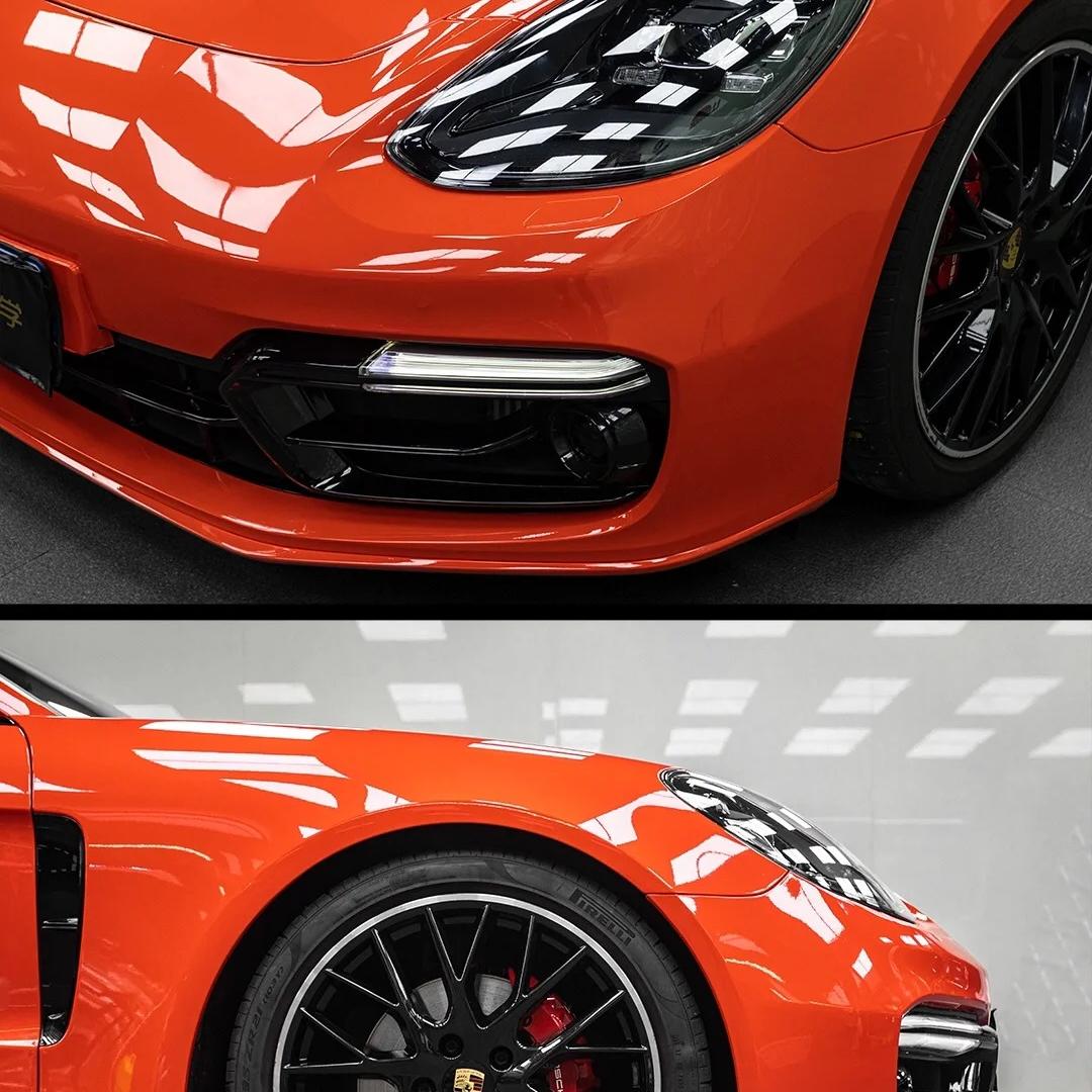 Gloss Porsche Orange Car Vinyl Wrap 