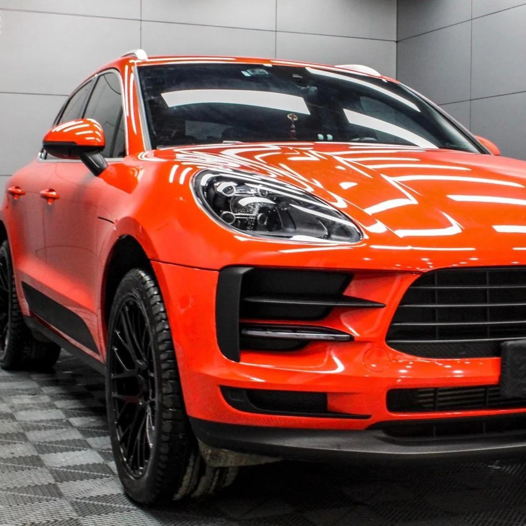 Gloss Porsche Orange Car Vinyl Wrap 
