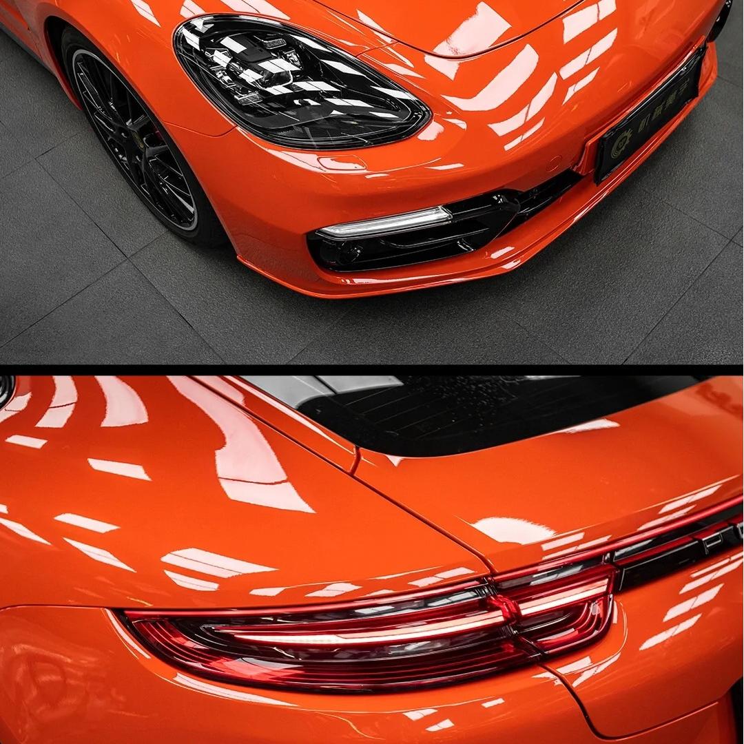 Gloss Porsche Orange Car Vinyl Wrap 