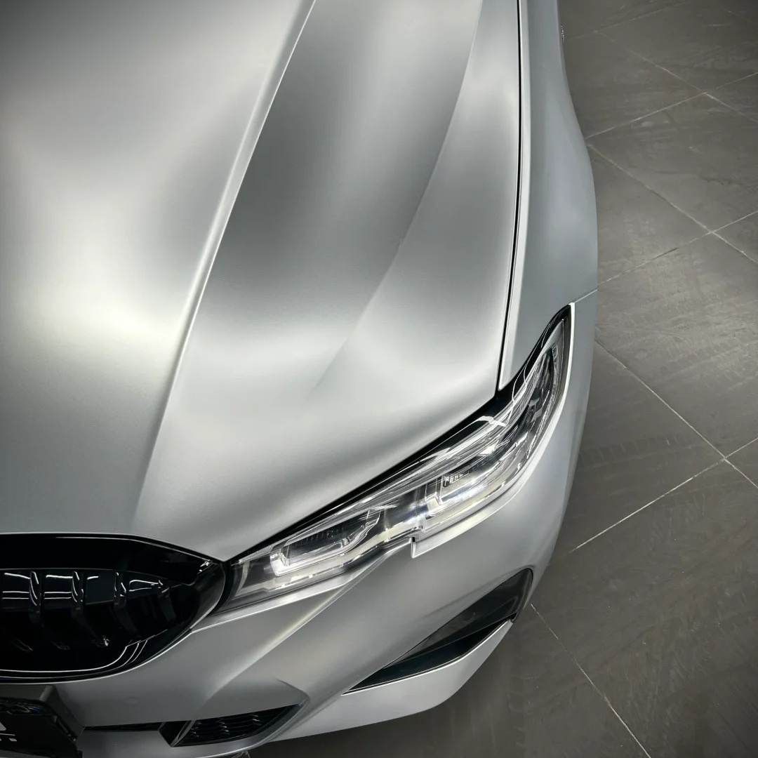Matte Metallic Silver Car Vinyl Wrap PET