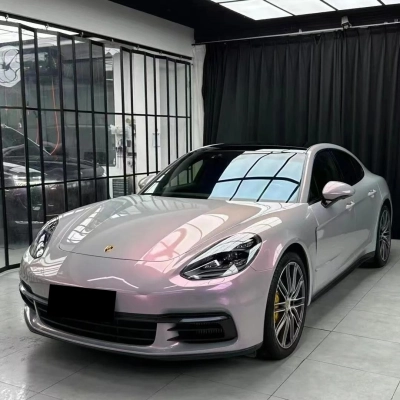 Gloss Metallic Chameleon Pink Grey Car Vinyl Wrap 02