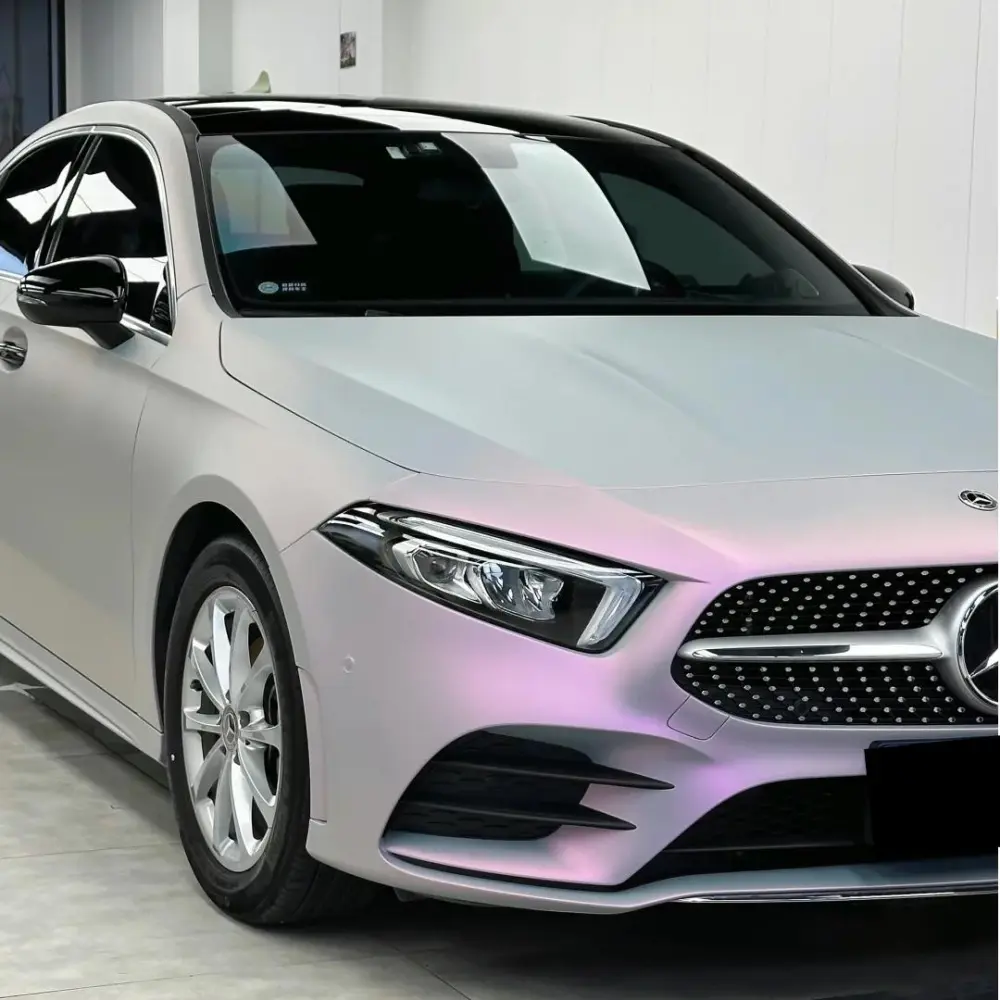 Matte Metallic Chameleon Pink Grey Car Vinyl Wrap