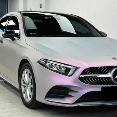 Matte Metallic Chameleon Pink Grey Car Vinyl Wrap 02