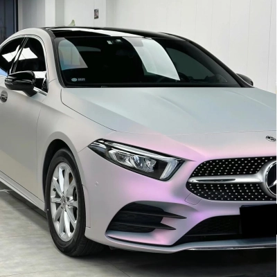 Matte Metallic Chameleon Pink Grey Car Vinyl Wrap 02