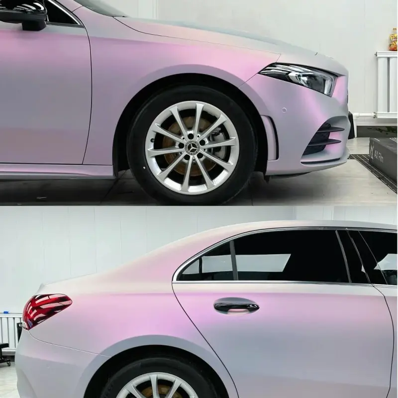 Matte Metallic Chameleon Pink Grey Car Vinyl Wrap