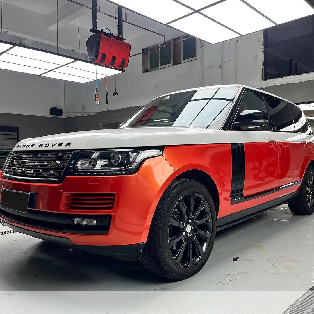Gloss Metallic Paint Orange Car Vinyl Wrap PET