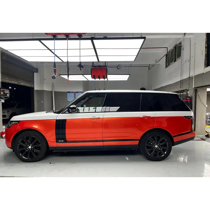Gloss Metallic Paint Orange Car Vinyl Wrap PET