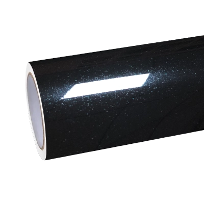 Gloss Glitter Santorini Black Car Vinyl Wrap PET 01