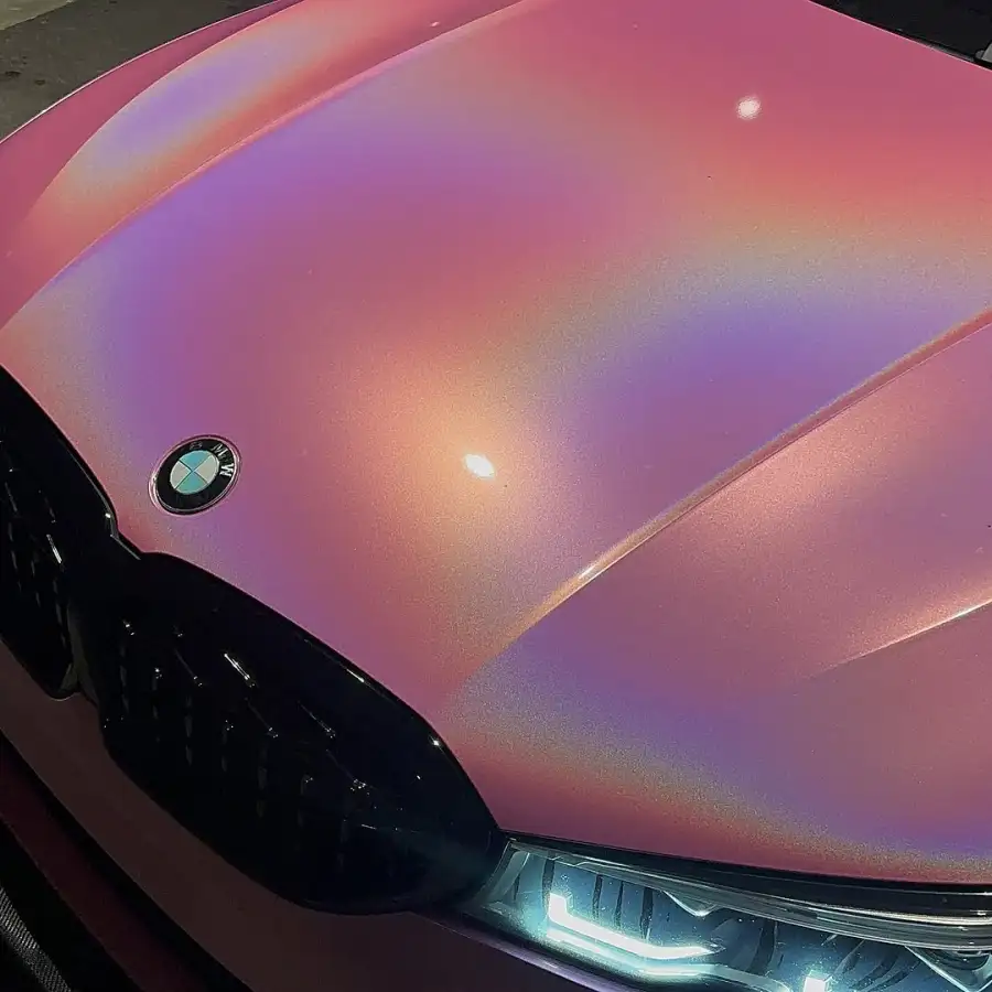 Gloss Metallic Rainbow Laser Pink Car Vinyl Wrap