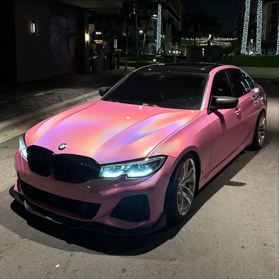 Gloss Metallic Rainbow Laser Pink Car Vinyl Wrap