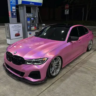 Gloss Metallic Rainbow Laser Pink Car Vinyl Wrap 02