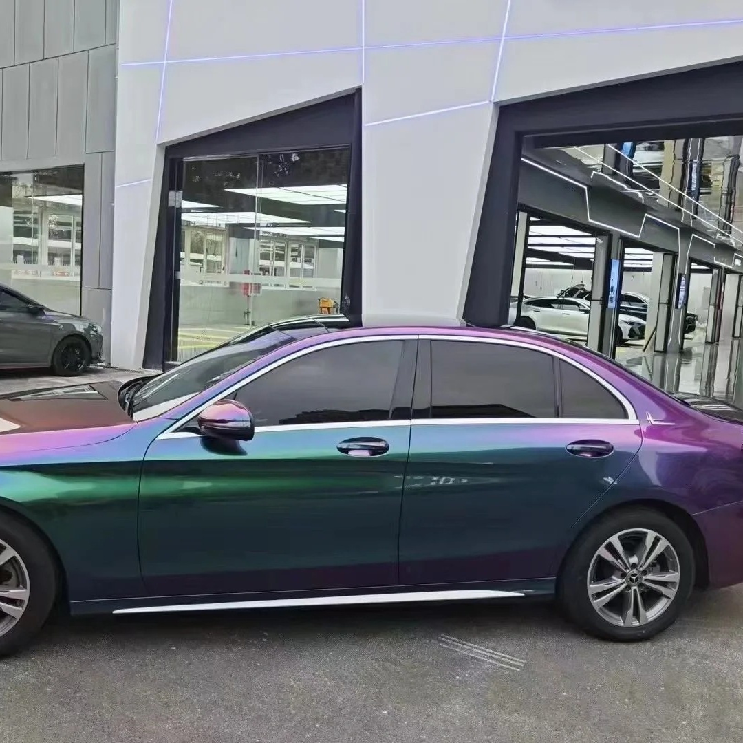 Gloss Metallic Prasinous Green Car Vinyl Wrap PET