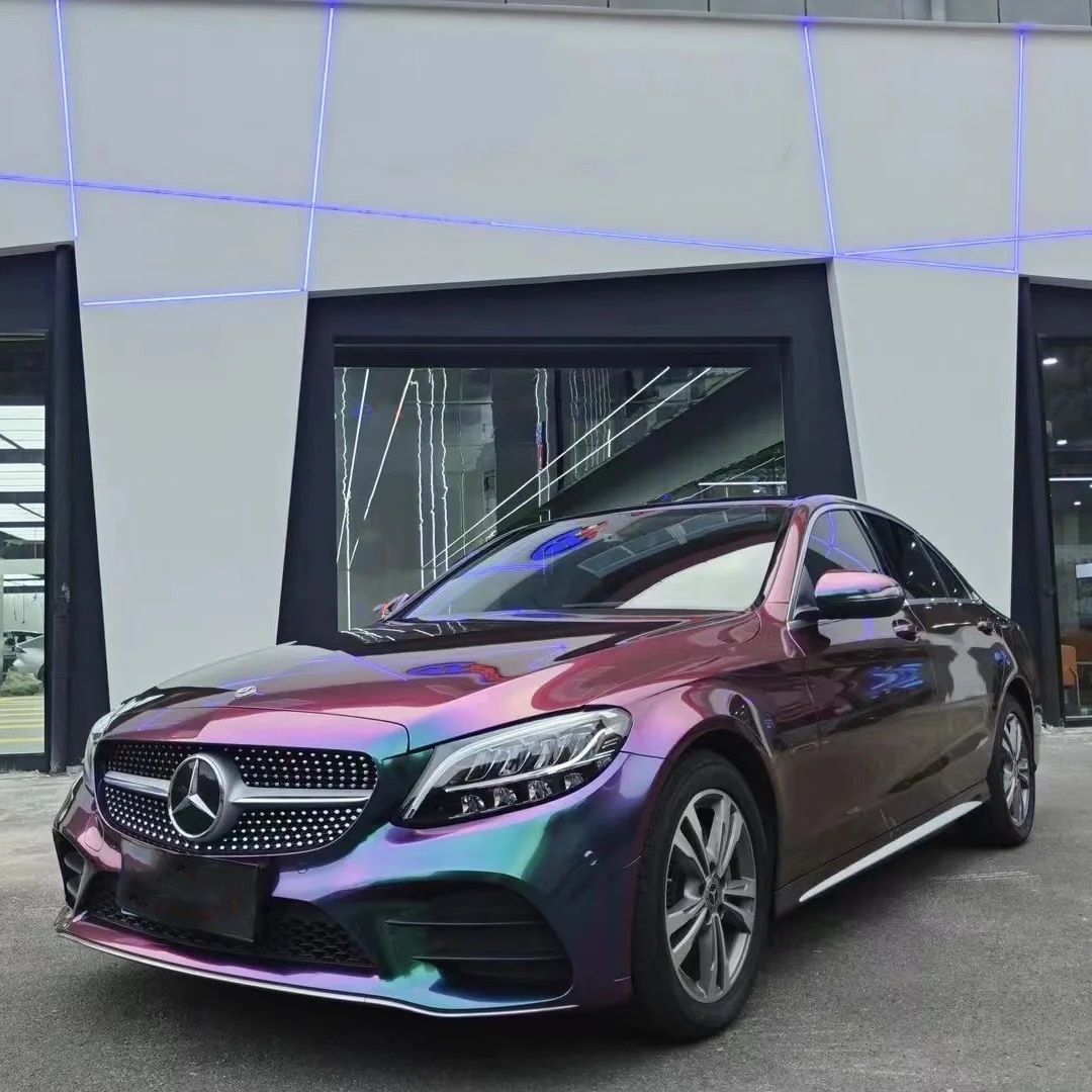 Gloss Metallic Prasinous Green Car Vinyl Wrap PET