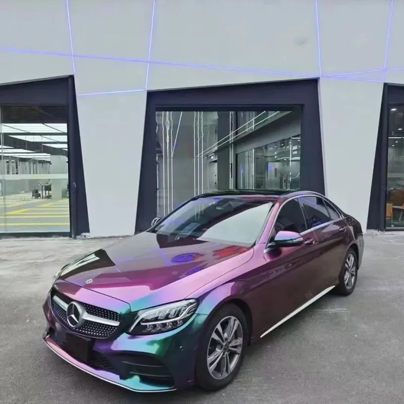Gloss Metallic Prasinous Green Car Vinyl Wrap PET