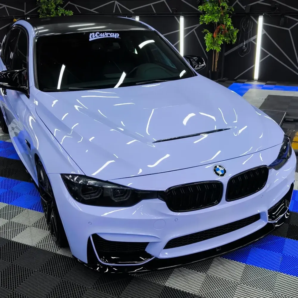 Gloss Macaron Baby Blue Car Vinyl Wrap PET