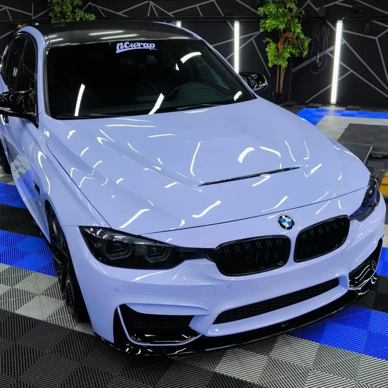 Gloss Macaron Baby Blue Car Vinyl Wrap PET