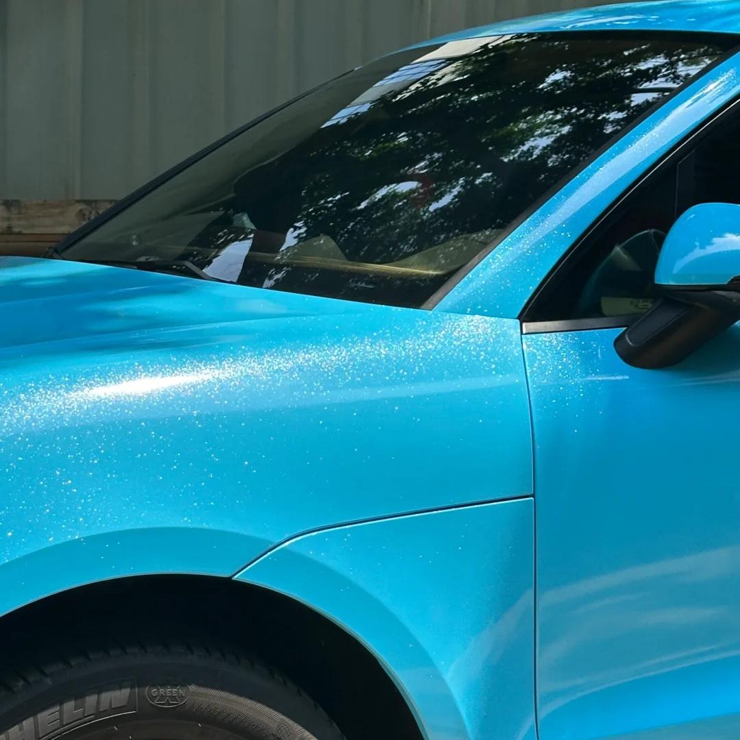 Gloss Metallic Sparkle Sky Blue Car Vinyl Wrap