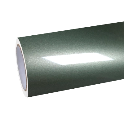 Gloss Metallic Olive Green Car Vinyl Wrap PET 01